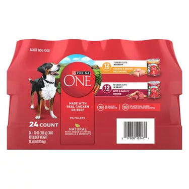 Purina ONE Mainline Variety Pack Adult Wet Dog Food, 24Ct, 13 Oz.